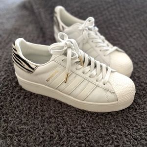 Adidas Superstar with zebra print detail